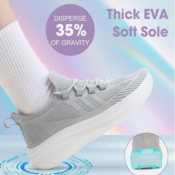 Women’s Athletic Shoes - Gray and Orange - Picture 3 of 13